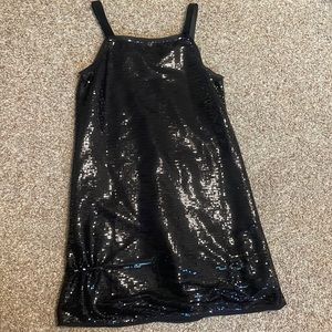 black sequin dress